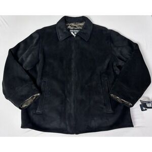 Perry Ellis Portfolio Mens XXL Black Faux Suede Shearling Lined Winter Coat NWT